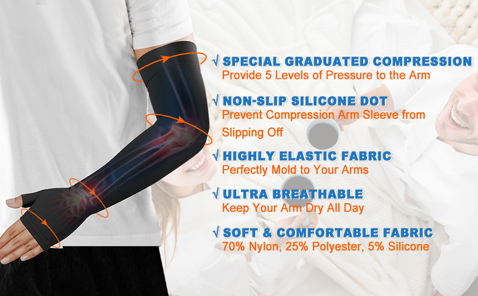 Hiball Lymphedema Medical Compression Arm Sleeve with