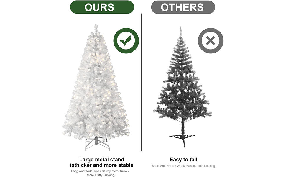 7Ft Prelit Christmas Tree Artificial White Realistic Tree