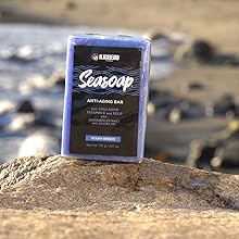 Soap with ocean background