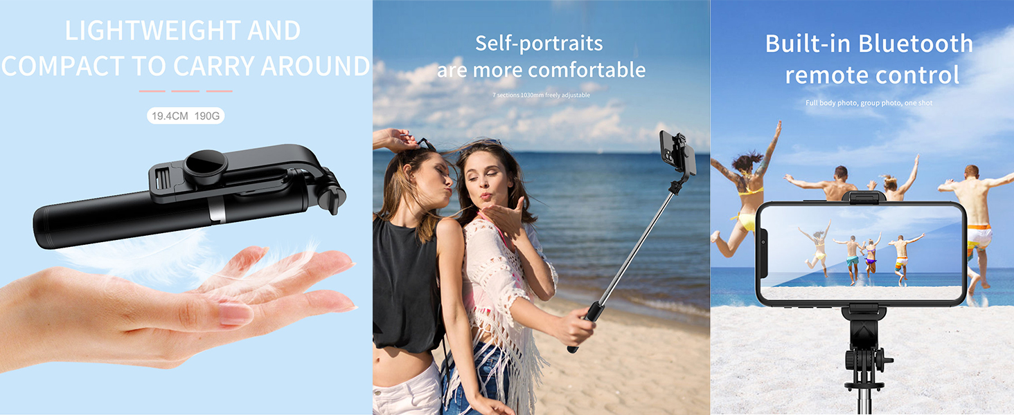 KOMI SelfieStick 4in1 SelfieStick, ausziehbar, tragbar, mit