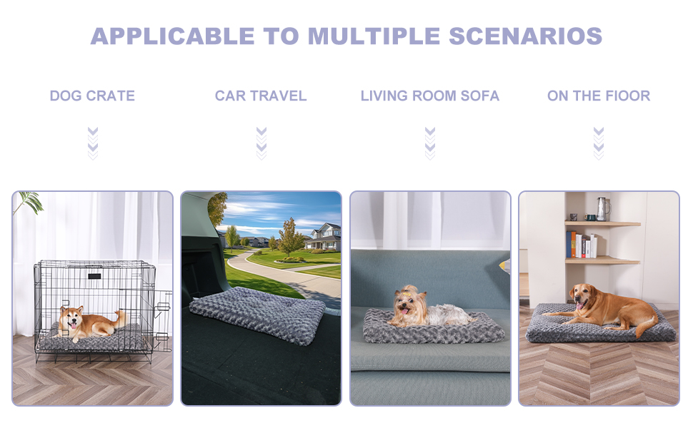 Bedfolks Plush Dog Crate Bed, Washable Dog Bed for XSmall