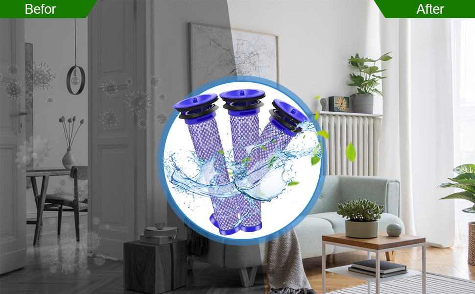 Aryavos 3 Stück Ersetzt Filter für Dyson V6 V7 V8, Waschbar
