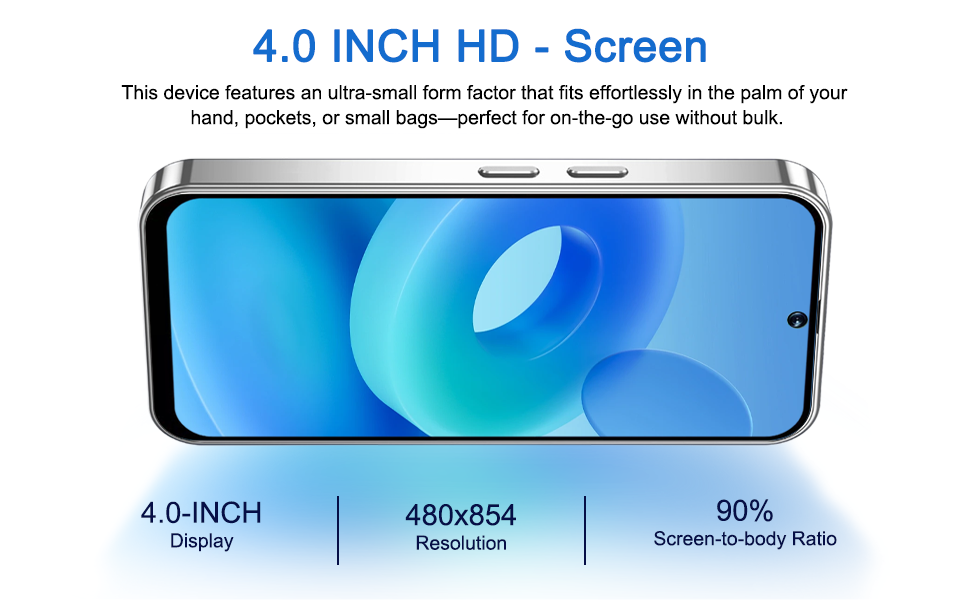 4G mini Smartphone Unlocked for Kids, 4.0 inch HD Display, 3GB RAM+32GB ROM,Dual SIM Dual Camera,Android 10.0,WiFi,Bluetooth,GPS Pocket (Blue) 16 1