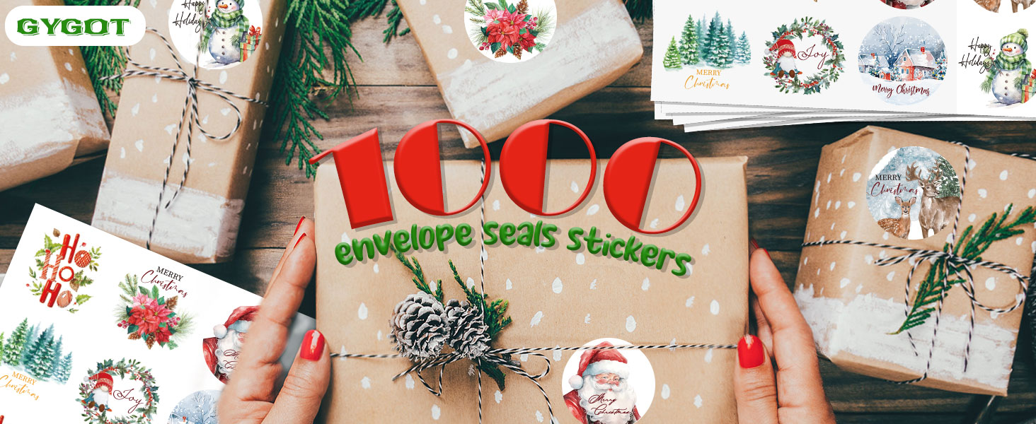 1000 Pcs Christmas Stickers for Envelopes,1.5 Inch Round Christmas Stickers for Crafts