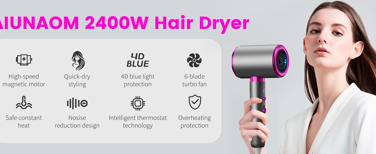 2400W AIUNAOM Constante Ionische Haardroger