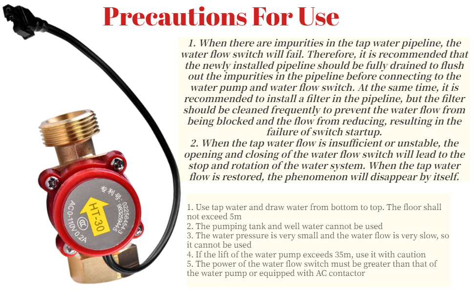 Flow Switch Sensor,HT30 AC 0110V 0.2A G3/4 "3/4" Thread Water Flow