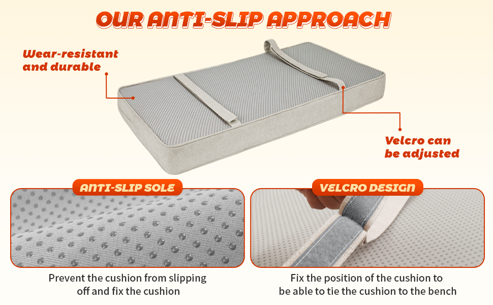 mudilun Bench Cushion for Indoor/Outdoor with Velcro Non