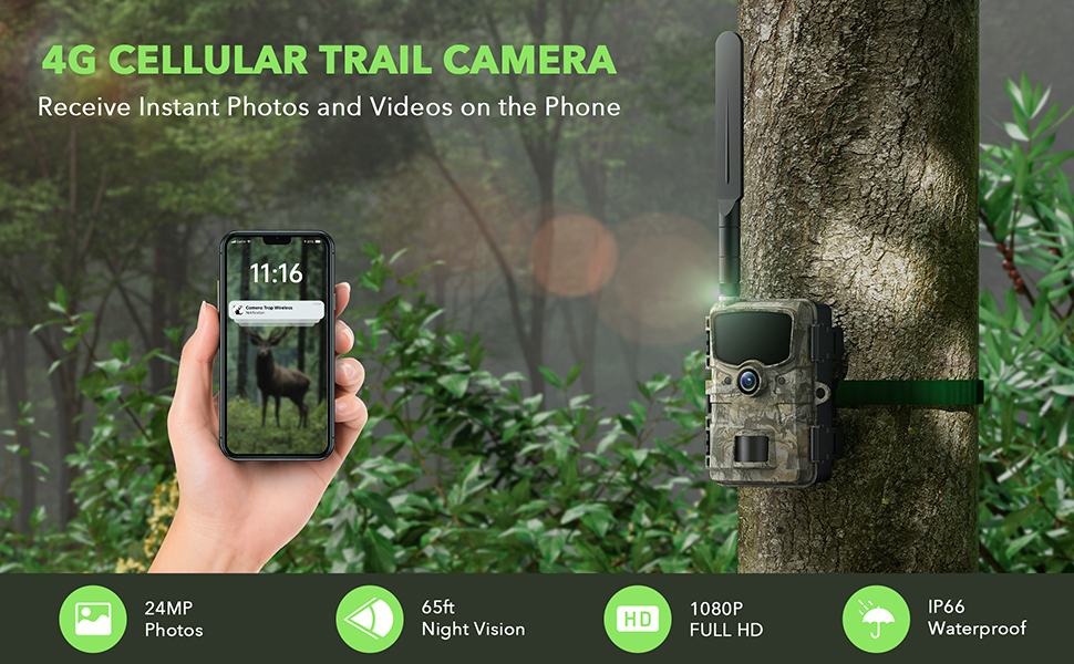 Cellular Trail Camera 4G LTE, Trail Cameras Send Picture and Video to