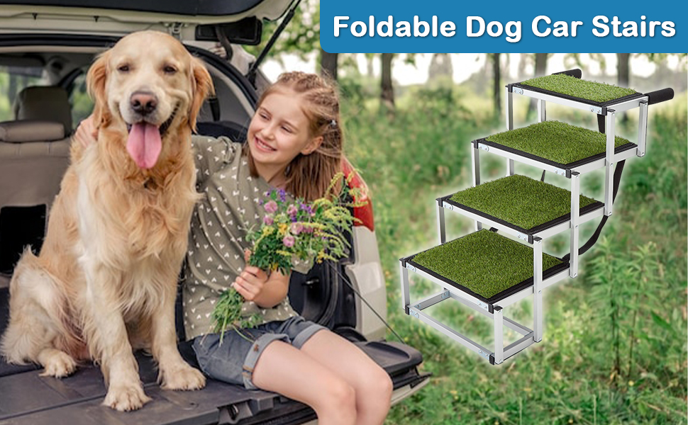 Pet Stairs for Large Dogs，Dog Ramps for High Beds,Foldable Dog Car