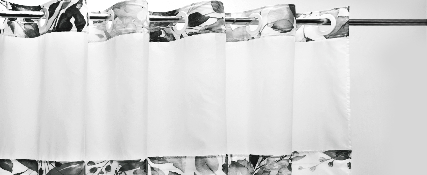 WITHLOC No Hook Shower Curtain with Snap in Liner