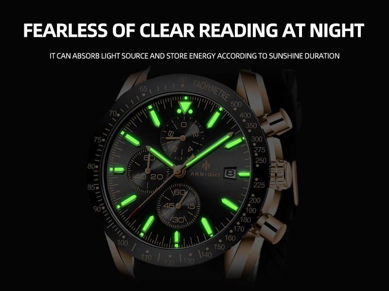 AKNIGHT Men's Wrist Watches Chronograph Beater Silicone Strap Timepiece Casual Watch for Men