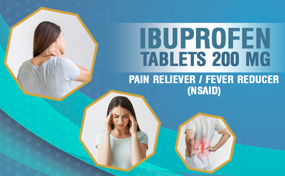 Safrel Ibuprofen Tablets 200 mg (NSAID), 500 Count, Pain Reliever/Feve