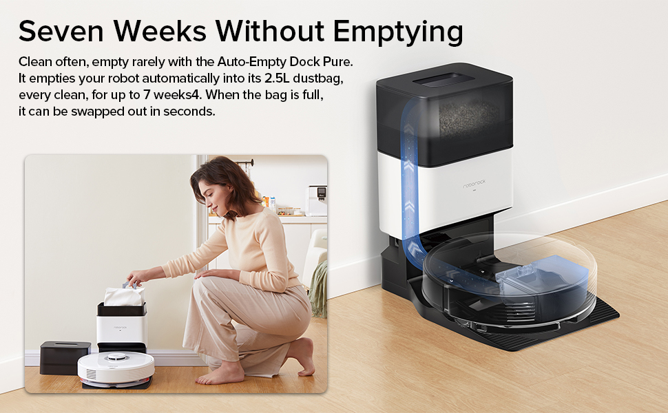 Roborock Q7 Max+ Robot Vacuum Cleaner, HandsFree Cleaning for up to 7