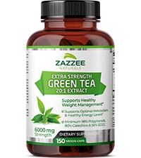 green tea extract capsules supplement energy levels management polyphenols catcehins egcg zazzee
