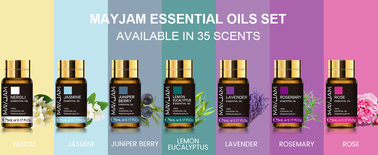 MAYJAM 35x5ML Essential Oil Gift Set, Pure Essential Oils for Diffusers Massage