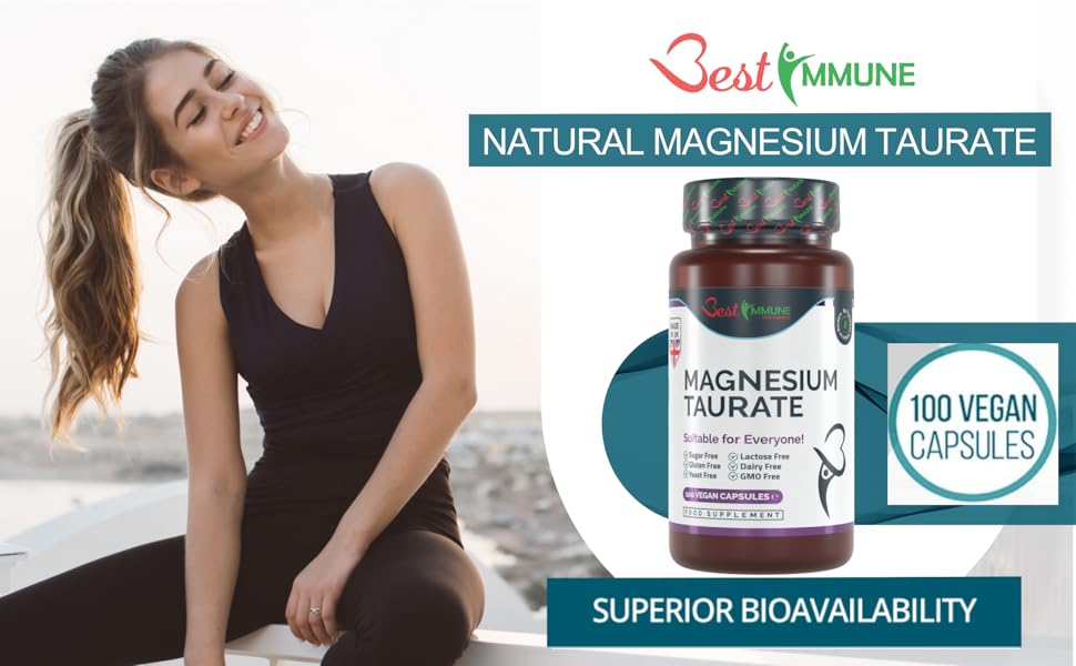 Natural Magnesium Taurate 500mg Premium Quality Ideal Strength 100