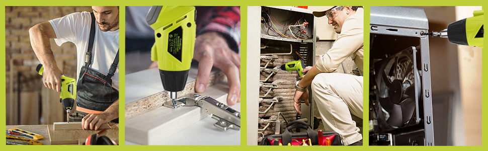 Visseuse Sans Fil 6Nm,DEWINNER Visseuse Devisseuse Sans Fil 1300mAh 3.6V Avec 45 Accessoires,Adaptateur De Charge Avec Câble USB Et Boîte De Rangement 19 ACCESSOIRES 44PCS AVEC CLE A CLIQUET