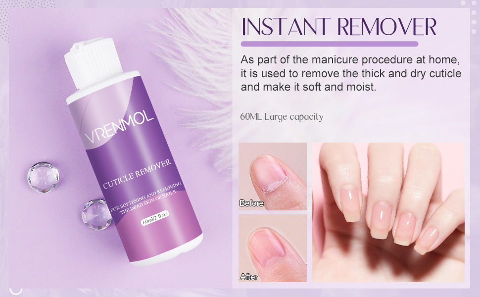Vrenmol 60ml Cuticle Remover Powerful Nail Cuticle Remover with