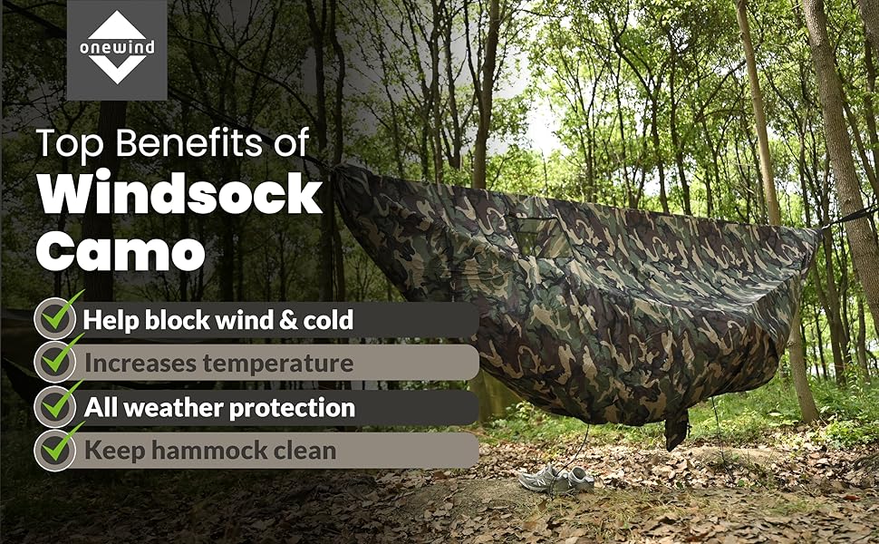 Onewind Premium Hammock Wind Sock, Hammock end Wind Block, Lightweight