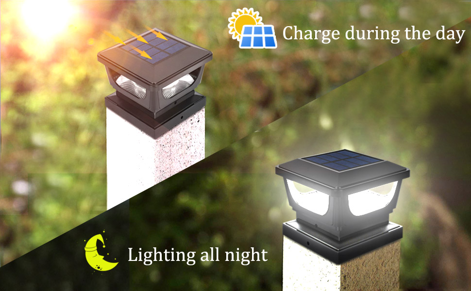 GEYUEYA Home Solar Post Cap Lights Outdoor,IP65 Waterproof Solar Fence