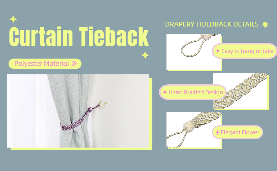 uxcell 6Pcs Curtain Tiebacks, 58cm/23 Braided Drapery