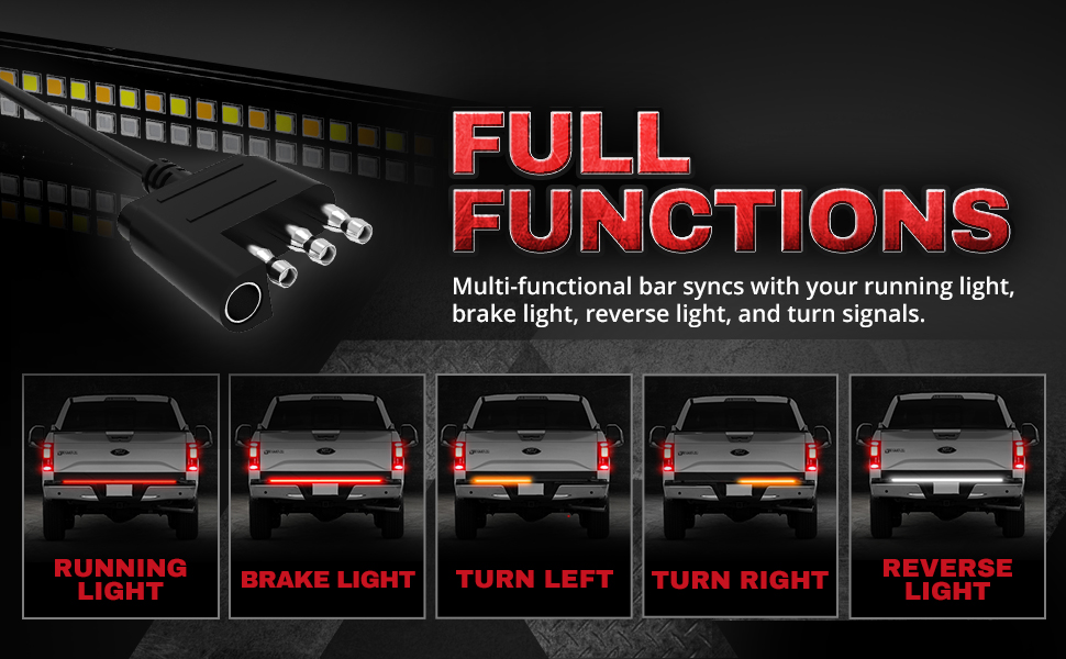 OPT7 60" Redline Double Row LED Tailgate Light Bar w/Amber