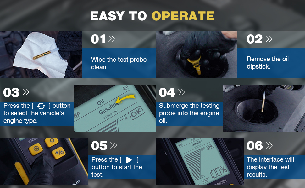 Engine Oil Quality Tester Oil Transmittance Tester Gasoline Diesel Engine Oil Quality Test Kit
