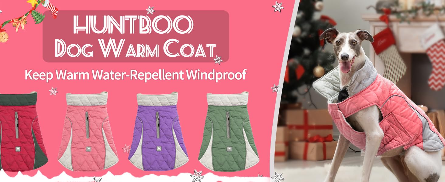Huntboo Dog Coat, Waterproof Dog Coat, Medium Dog Coat, Dog Coats for