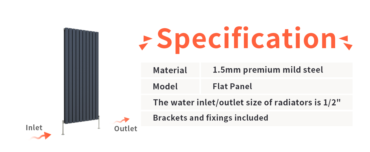 NRG 600x408 mm Anthracite Column Designer Radiator Horizontal Double