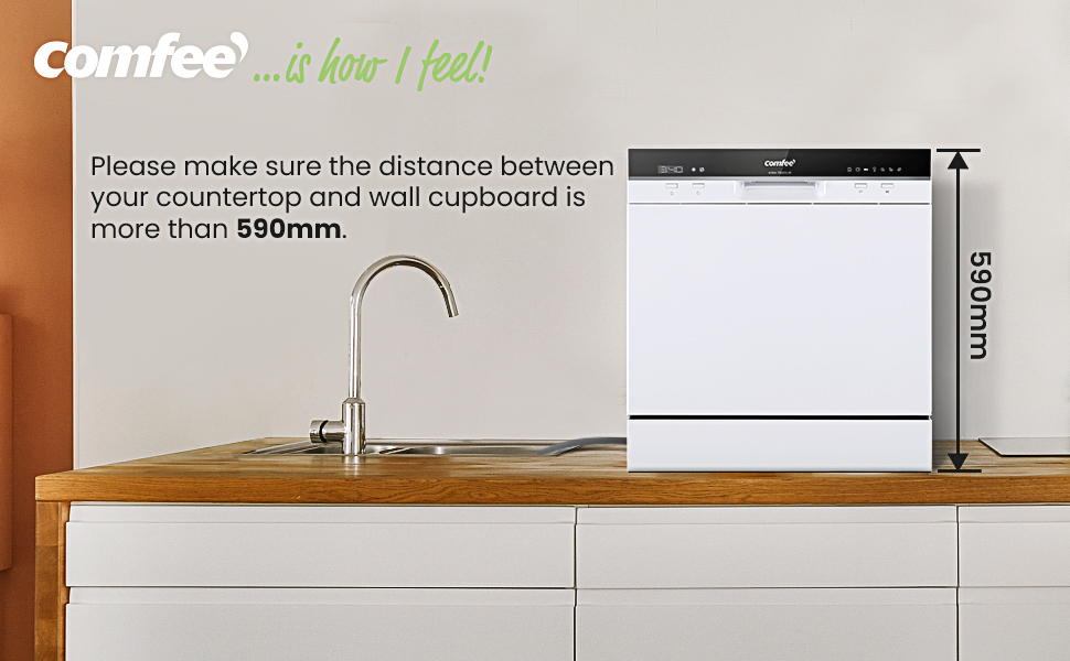 COMFEE' Table Top Dishwasher TD802 Compact Dishwasher with 8 Place