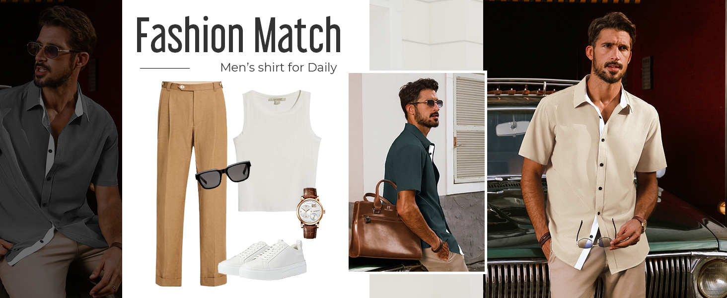 Shirts for Men Short Sleeve Button Down Shirt