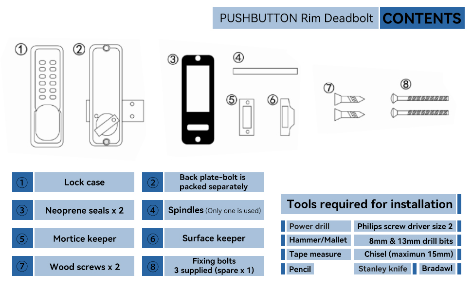 Mechanical Combination Door Lock Content