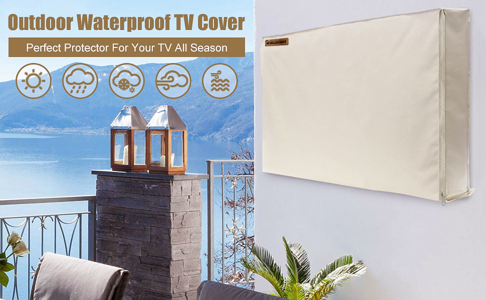 Outdoor TV Cover 5255 Inch, IC ICLOVER 600D Heavy Duty 4 Season