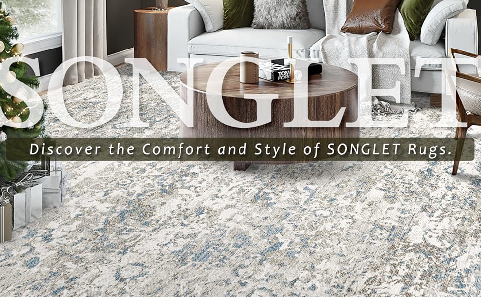 SONGLET 8x10 Area Rugs for Living Room, Ruggables Washable