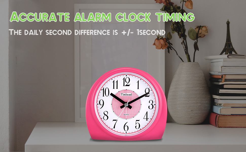 5.5" Silent Analog Alarm Clock Non Ticking, Gentle Wake, Beep Sounds, Increasing