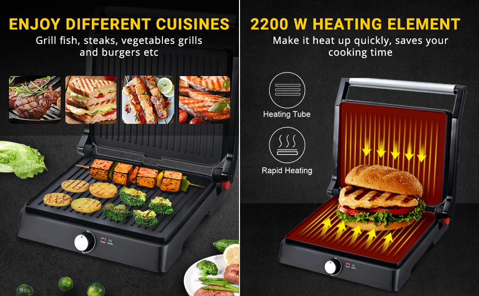 MELLERWARE, PANINI GRILL, CONTACT GRILL, SANDWICH MAKER, PANINI PRESS , 2200W HEATING ELEMENT