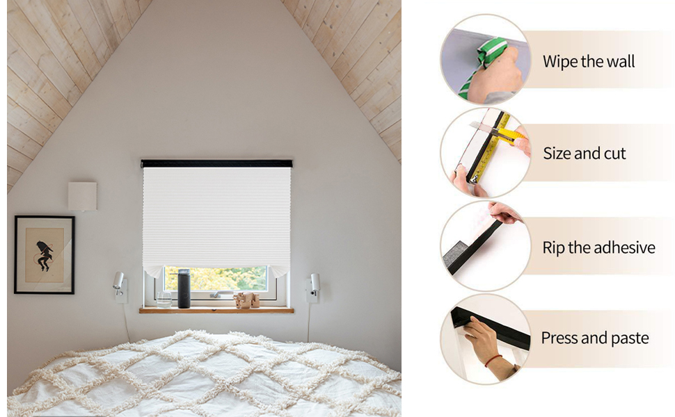 Temporary Blackout Blinds, No Drill Black out Blinds Stick on Blinds