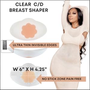 Infographic showing the size and color of the nude and clear CD