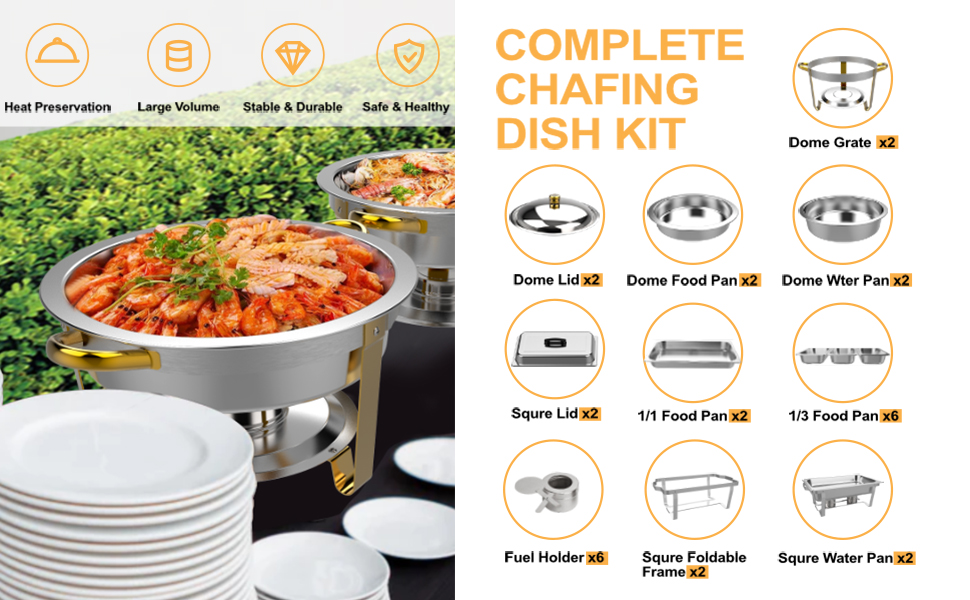 Festa Essential 4 Pack Chafing Dish Buffet Set Stainless