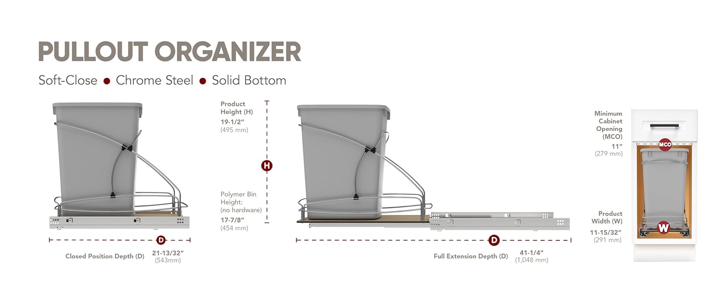 Steel Bottom Mount Double 35 qt. Pull Out Waste/Trash Container w/Soft Close_carousel3