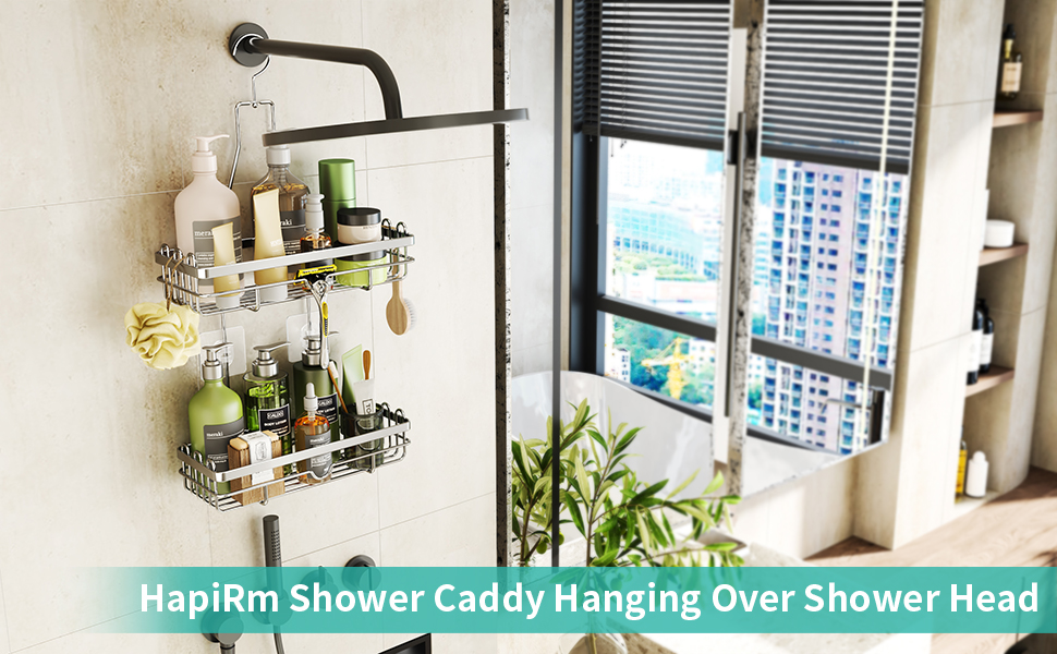 HapiRm Shower Caddy Hanging, 2Tier RustResistant Stainless Steel