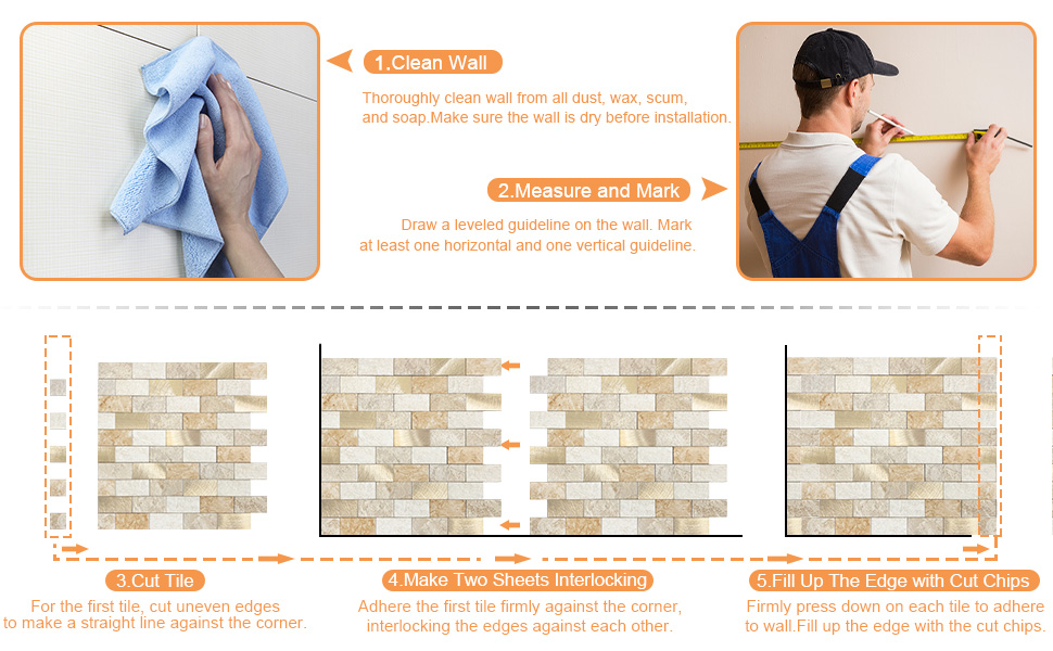 VAOVI 3D Self Adhesive Tiles for Walls,Kitchen Stick on Splashback