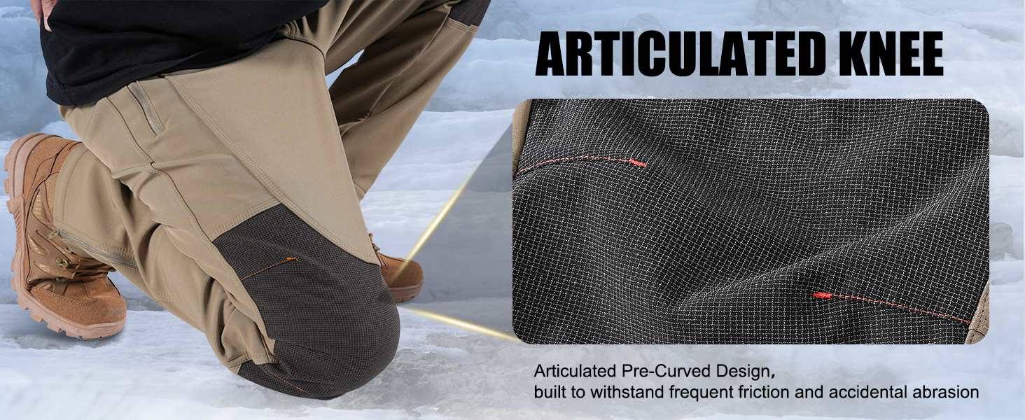 Snow Ski Softshell Waterproof Snowboard Winter Hiking Cargo Pants Fleece Lined Zipper Bottom Leg