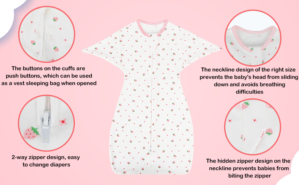 2 Pack Transition Swaddle with 2 Way Zipper, 100 Cotton