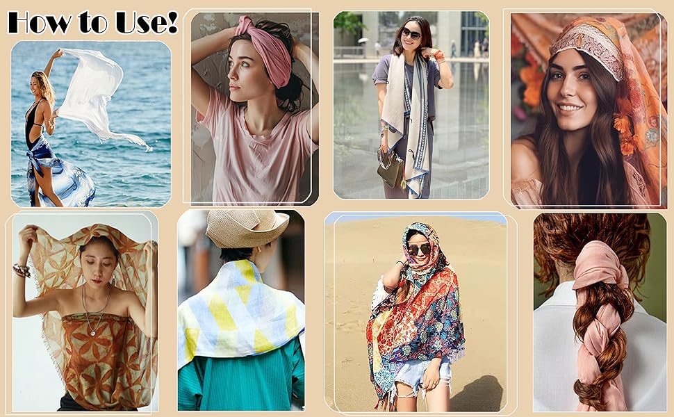 Soft Scarf for Women Girls Boho Large Lightweight Scarves Shawls Wraps for Four Seasons 