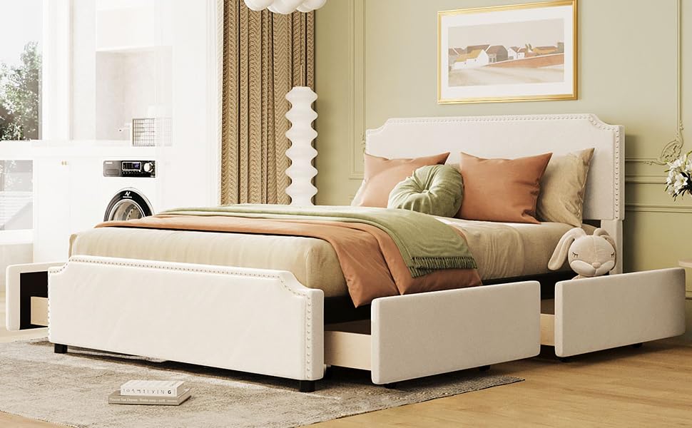 Amazon.com: JULYFOX Velvet Bed Frame Queen Size Beige