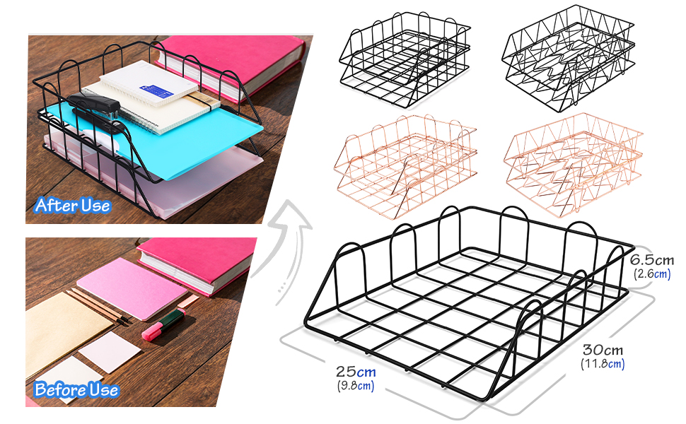 Aveccce Stackable Paper Tray,2 Tier Desktop Organizer