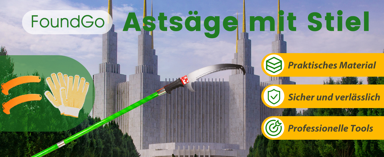 FoundGo Astsäge mit Stiel 8m，ZweiWegeKlinge Astsäge mit Teleskopstiel