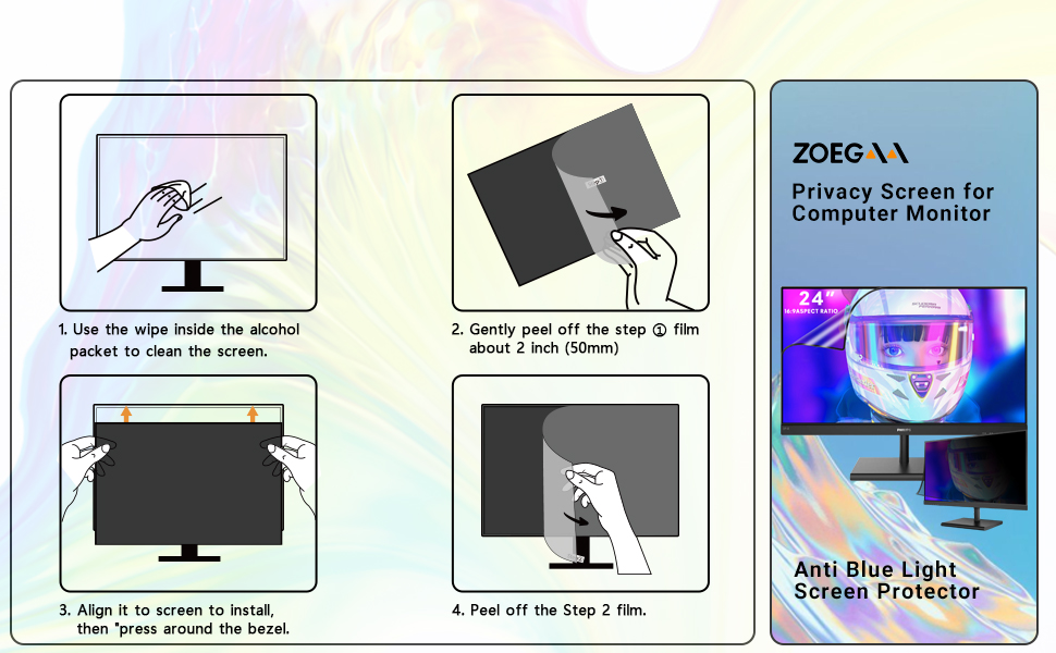 ZOEGAA Computer Privacy Screen for 24 inch Privacy Monitor，24 inch