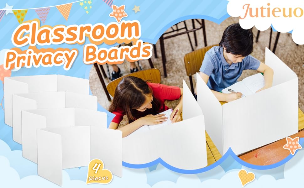 Jutieuo 4 Pack Classroom Privacy Shields for Student Desks, Heavy Duty Plastic